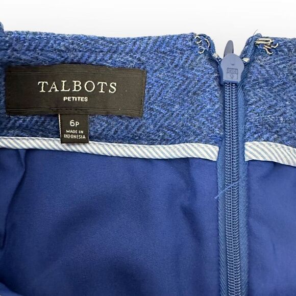Talbots Herringbone Shetland Wool Blue Skirt size 6P - Picture 4 of 8